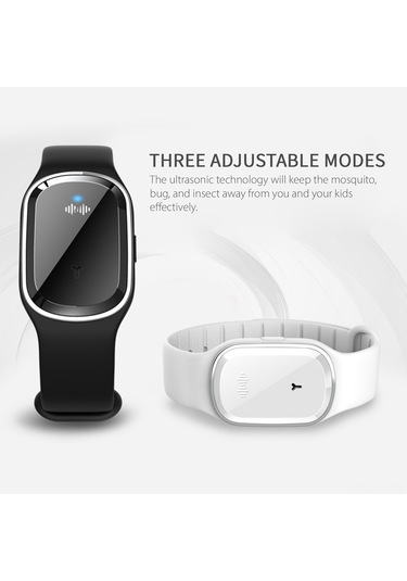 Shineyee Siyah Ultrasonik Entegreli Uçucu Haşere Kovucu Bileklik - Çocuk Ve Yetişkinler İçin Dışarıda Ve İçerde Koruma
