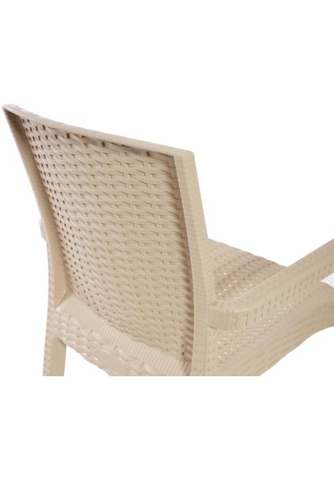 4'lü Set Rattan Victor Kollu Sandalye Koltuk Kapuçino Bej