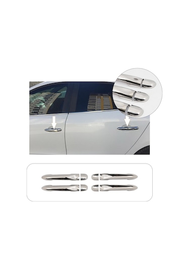 Renault Megane 3 Uyumlu 2010-2016 Krom Kapı Kolu Tek Kapı Sensörlü Paslanmaz Çelik