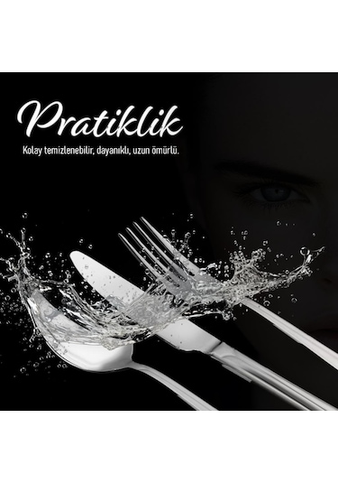 Serenk Paris Çelik Çatal Kaşık Bıçak Takımı 24 Parça Gümüş