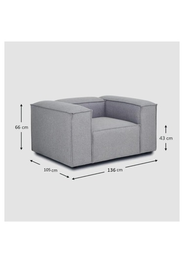 Mode Soft Berjer 19 Gri Keten Kumaş İşbir Sünger Dairenize Tes