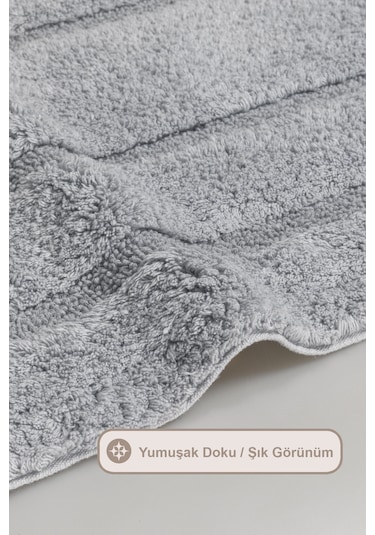 Elart Solid Banyo Halısı Paspas Takımı Pamuklu 2 Adet 60x100 Cm İndigo İndigo