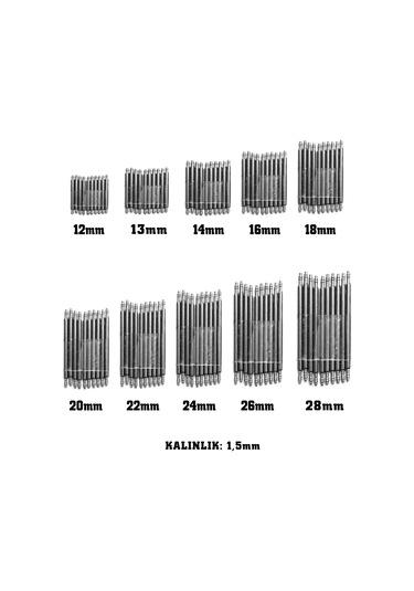 Paslanmaz Çelik Saat Pimi Yaylı Susta 100 Adet Karışık Kutulu