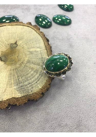 Malahit Malakit Taşlı Gümüş 925 Ayar Yüzük 925 Ayar - 372519173