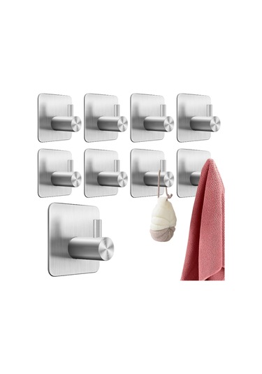 Fosenze 8 Adet 304 Paslanmaz Çelik Duvar Kanca Seti - Dayanıklı, Güçlü Yapışkanlı, Modern Tasarım, Çeşitli Kullanim Alanı Gümüş