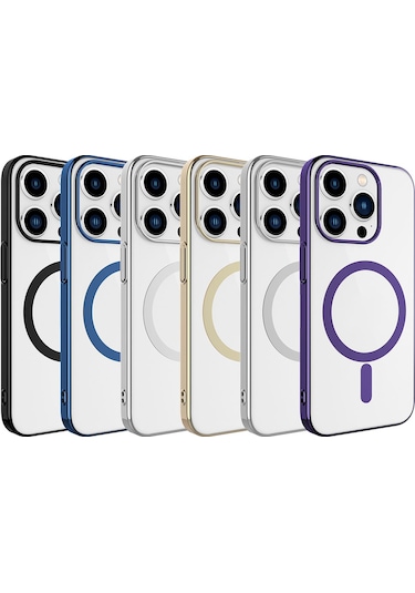 Butam Bilişim İphone 15 Pro Max Uyumlu Wireless Şarj Özellikli Pixel Magsafe Kılıf-gold Gold