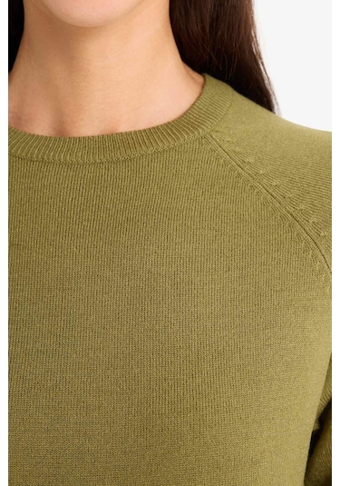 Defacto Relax Fit Bisiklet Yaka Basic Düz Triko Kazak I6913az25wnkh463 Haki