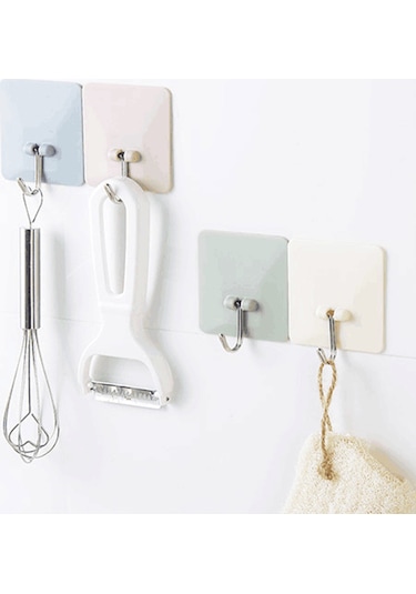 Xiyyadms Bej Kareli Delmezsiz Duvar Kanca - 5 Kg Yük Taşıma - Banyo/mutfak - Suya Dayanıklı Abs Ve Paslanmaz Çelik Diğer