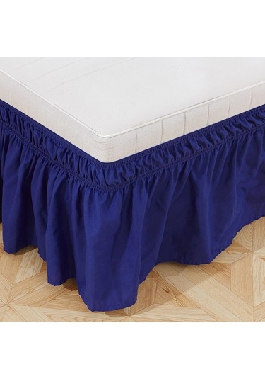 Novahub Lacivert 4 Boyut 14 İnç Damla Kolay Takılabilir Elastik Toz Etrafına Sarılır Fırfır Makinede Yıkanabilir Yatak Çerçevesi Lacivert - Diğer Diğer Lacivert