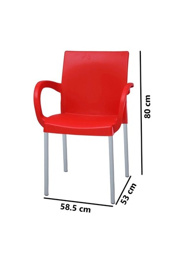 Omnipazar Mt-cf880 Mare Plastik Bahçe Balkon Koltuk Sandalye 4'lü Set Kırmızı