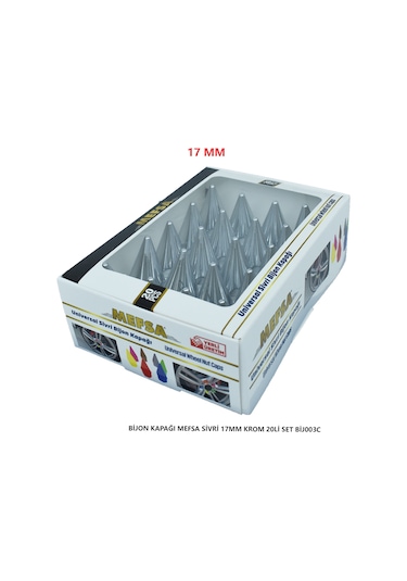 Bijon Kapağı Sivri 17 Mm Krom 20 Li Set