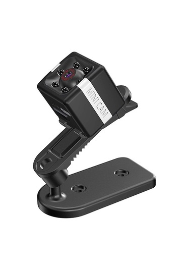 Siyah Mini Dvr Kamera - 1080p Full Hd, 12mp, Entegre Batarya, 6 Infrared Led Gece Görüşü, Hareket Algılama, 360 Döner Tutucu