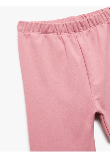 Koton Pamuklu Beli Lastikli Basic Tayt Pembe 6wmg40069ak Gül