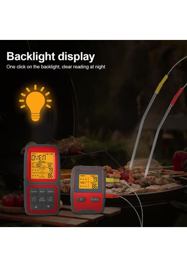 Tenfowee Kablosuz Et Termometresi - 150m Menzilli, Alarmlı, Çift Problu, Manyetik Ve Asılabilir Bbq Aleti Gümüş