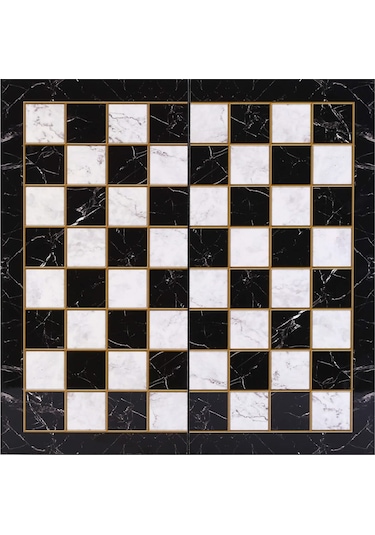 Metal Mısır Satranç Takımı Parlak Ve Katlanır Mermer Desenli Mdf