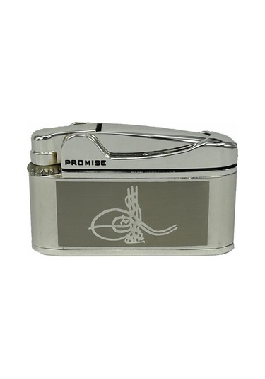 Osmanlı Tuğralı Gazlı Çakmak Gümüş Renk