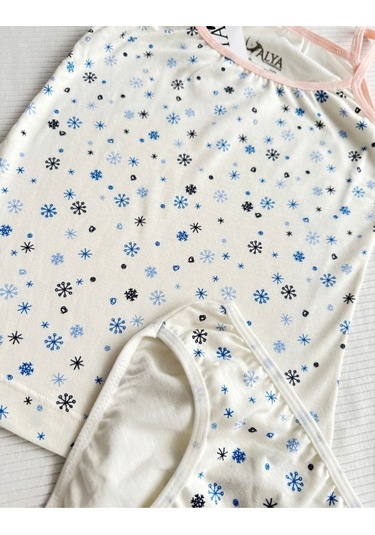 Alya Underwear Kız Çocuk Baskılı Ip Askılı Atlet Ve Slip Takımı Kar Tanesi Baskılı