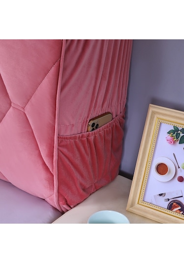 Sones Yatak Başı Her Şey Dahil Çarpışma Önleyici Kapitone Kalın Kumaş Koruyucu Kılıf, Boyut: 60x150cm İtalyan Kadife Mavisi