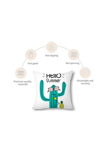 Reedark Tropikal Kaktüs Desenli Pamuk Kumaş Yastık Kılıfı - 45x45 Cm Kanepe Ve Yatak İçin Diğer