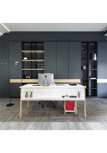 Zenith Ofis Masası Beyaz Meşe