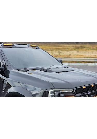 Ford Ranger T9 Kaput Üstü Kabartma Scoop 3 Parça Mat Siyah
