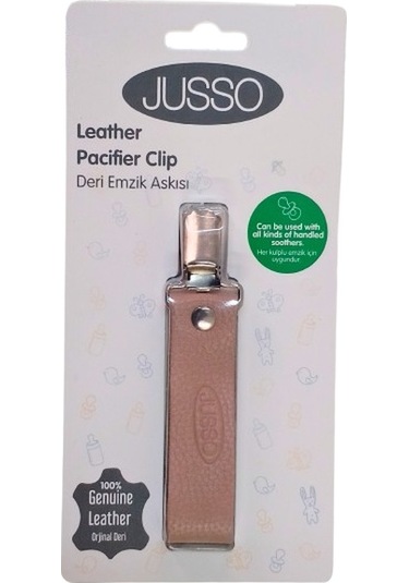 Jusso Deri Korumalı Metal Klipsli Emzik Askısı Somon