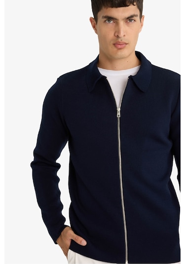 Defacto Standart Fit Polo Yaka Triko Hırka D3592ax25wnnv64 Lacivert