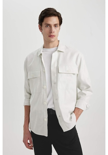 DeFacto Relax Fit Polo Yaka Cep Detaylı Gömlek Ceket B3903AX24SPWT33 DeFacto Relax Fit Polo Yaka Cep Detaylı Gömlek Ceket B3903AX24SPWT33