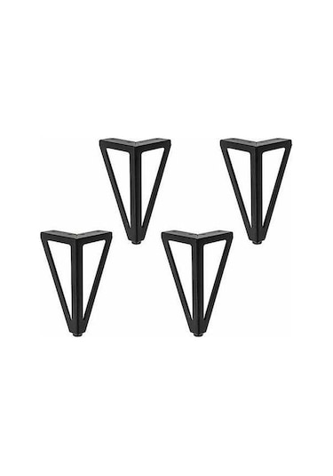 Novahub 4'lü Yedek Mobilya Ayağı Seti, 15cm, Üçgen, Siyah, Paslanmaz Demir, Kendin Yap Masa Ayakları -