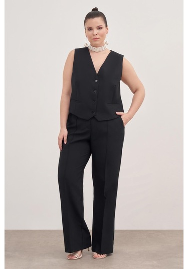 Düz Kesim Klasik Pantolon-1773-siyah Siyah