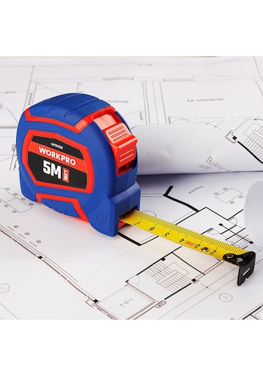 Workpro Wp261009 5mx19mm/16ft. Naylon Kaplama Sarı Çelik Şerit Metre 5 M