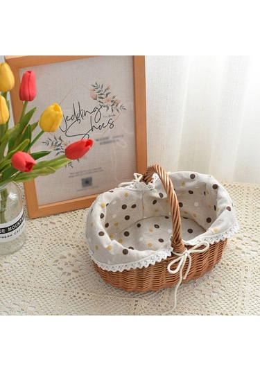 Homyl Dokuma Piknik Sepeti Kırsal Saplı Saklama Kahverengi