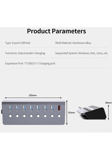Fortunelane 8 Port Usb3.0 Hub Alüminyum - Genişletme Dökümü, Şarj Fonksiyonu