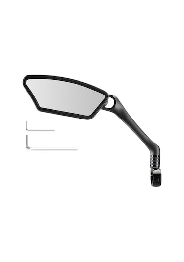 Rockbros 1 Adet Bisiklet Aynası Gidon Dikiz Paslanmaz Çelik Reflektör 360 Derece Dönebilen Ayna - Sol