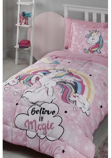 Özdilek Unicorn Uyku Seti Tek Kişilik Ranforce Pembe