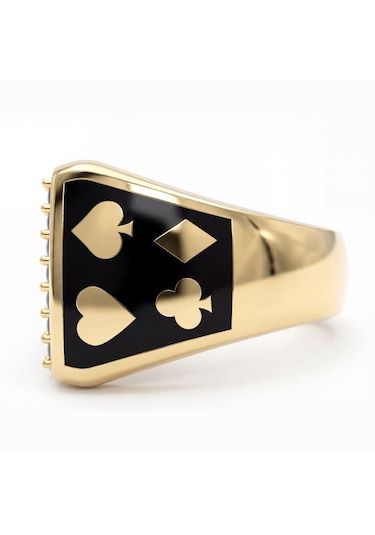 Poker Royal Flush Temalı Yüzük Altın - Gümüş