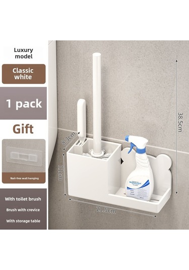 Yuntech01 Duvar Montlu Tuvalet Fırçası Tutucu - Delme Yok Kurulum, Plastik Materyal, Örtüksüz Temizleme, Beyaz Renk, 1 Adet Diğer
