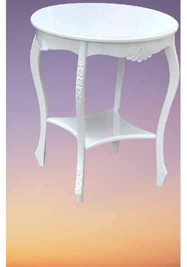 Fiskos 4Ayak Oymalı Model Parlak Ihlamur ağacı ayak Parlak Beyaz  MDF tabla Kutuda sevk EL Yapım