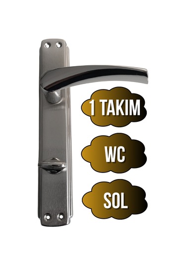 Serçe Bravo Krom İç Kapı Kolu Tuvalet Wc Ve Banyo Kapısı Kolu Aynalı Bir Kapılık Wc Sol 1 Takım