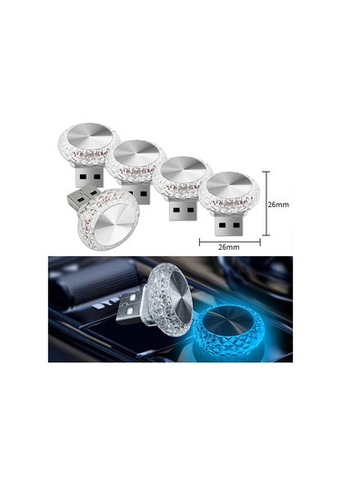 Araba Usb Ortam Işığı Mini Led Otomobil Iç Dekoratif Atmosfer Lambası White 1 Piece Set
