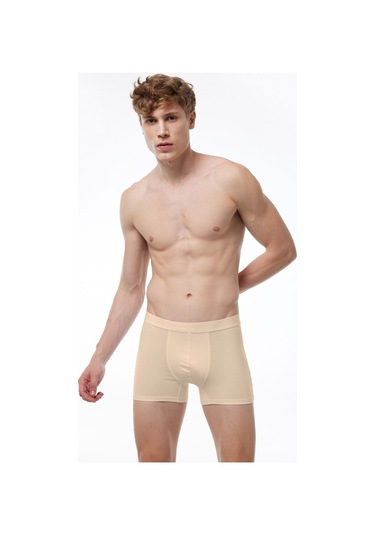 Malabadi Erkek 3'lü Ten Rengi Görünmez İç Göstermeyen Pamuk Elastan Boxer 3m075 Ten Rengi