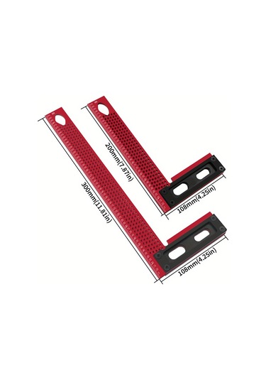 Yaozixa Ahşapçılık İçin L-şekilli Hassas Çizgi Kalemi - Paralel/dikey Çizim, Delikli Marka Kılavuzu, 300mm, Siyah-kırmızı