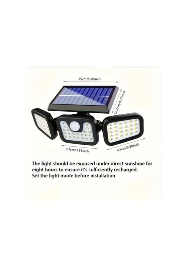 Elmpaly Güneş Enerjili 3 Başlı Duvar Lambası 74 Led Hareket Sensörlü Güvenlik Işığı Bahçe Ön Kapı Garaj Yol Aydınlatma Su Geçirmez Solar Enerji Tasarruflu Altın