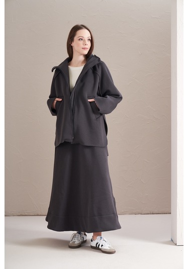 3 İplik Şardonlu Daire Etek Antrasit Antrasit