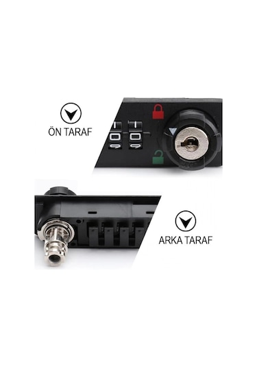 Powermaster Pm-26731 4 Haneli Şifreli Ve Anahtarlı Mekanik Siyah Çekmece Dolap Kilidi Sol