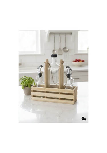 Ahşap Doğal 3lü 2+1 Set Yağdanlık Ve Sosluk Takımı Set Ihlamur - Kavak 1 Set Ahşap