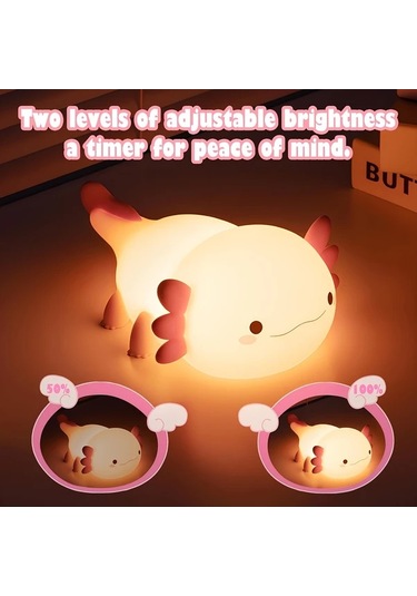 Honeybeeshop Sevimli Akulot Gece Lambası Pembe Dokunmatik Usb Şarj Edilebilir Led Bebek Odası Dekoru Pembe