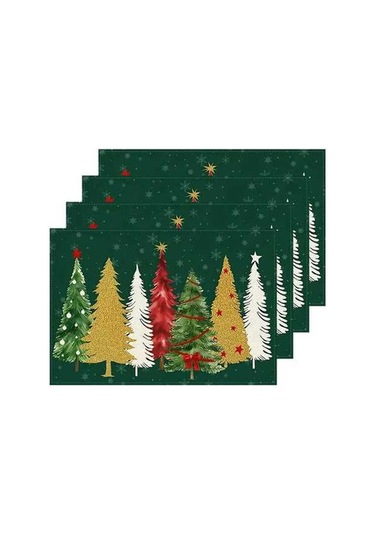 Ulzyvf Moda İle Yeşil Keten Masa Örtüsü Seti 4 Parça - 30x45cm, Pratik Ve Dekoratif Yeşil