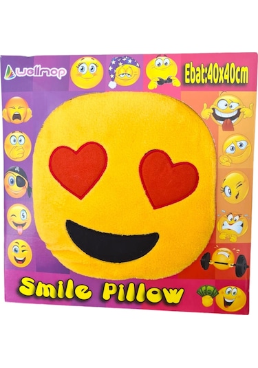 Emoji Yastık Kutulu Kalp Gözlü