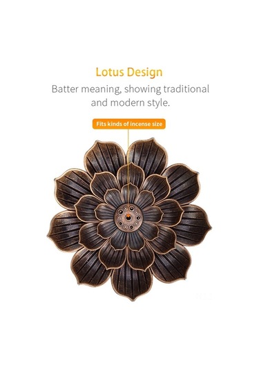 Ulzyvf Lotus Desenli Alaşım Tütsülük - Kül Tutuculu Pratik Tütsü Tablası, Kahverengi Kahverengi